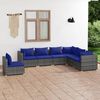 vidaXL 7 Piece Garden Lounge Set with Cushions Poly Rattan Grey