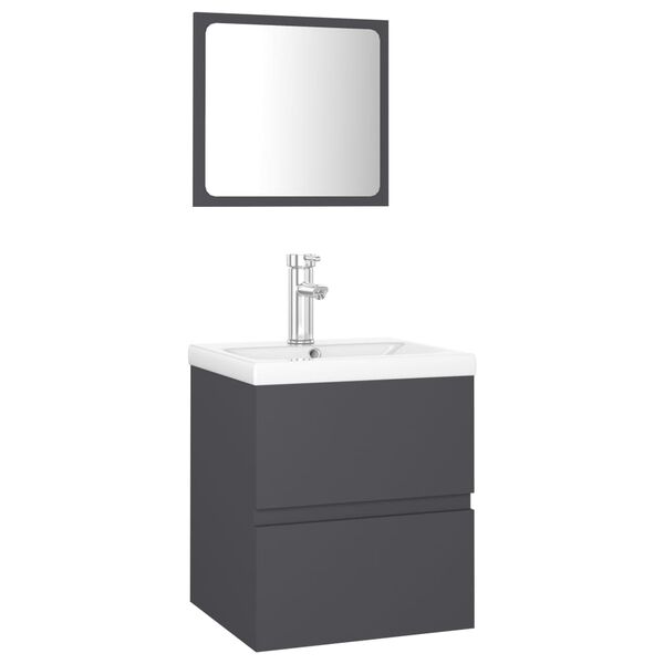 vidaXL Bathroom Furniture Set Grey Engineered Wood