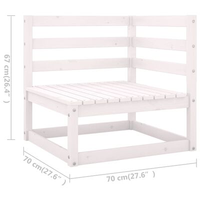 vidaXL 11 Piece Garden Lounge Set with Cushions White Solid Pinewood