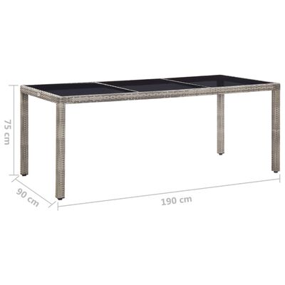 vidaXL Garden Table Grey 190x90x75 cm Poly Rattan