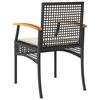 vidaXL Garden Chairs with Cushions 2 pcs Black Poly Rattan Acacia Wood