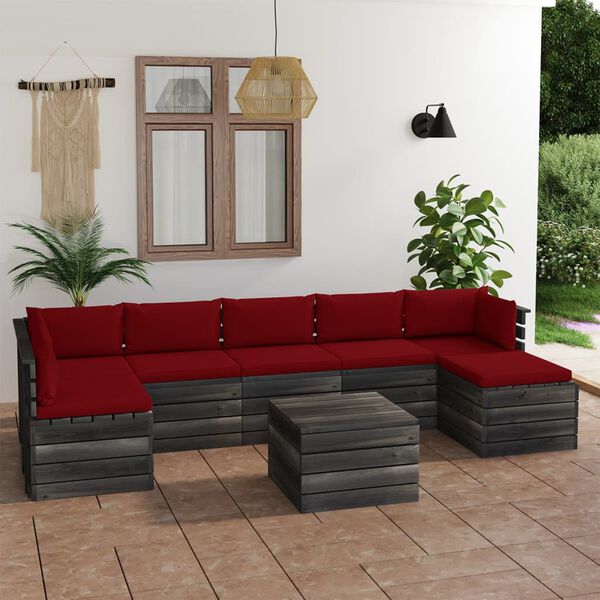 vidaXL 8 Piece Garden Pallet Lounge Set with Cushions Solid Pinewood