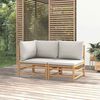 vidaXL 2 Piece Garden Lounge Set with Light Grey Cushions Bamboo