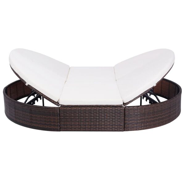 vidaXL Outdoor Lounge Bed with Cushion Poly Rattan Brown