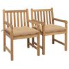 vidaXL Garden Chairs 2 pcs with Beige Cushions Solid Teak Wood