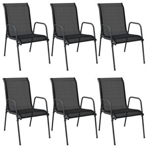 vidaXL Garden Chairs 6 pcs Steel and Textilene Black