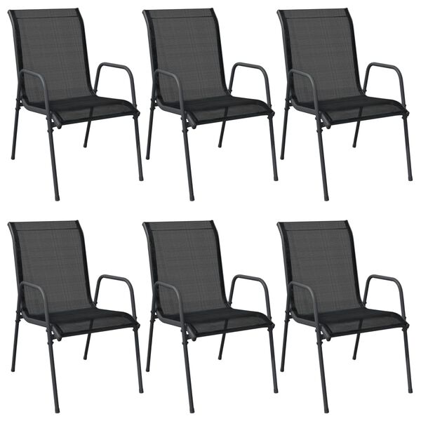 vidaXL Garden Chairs 6 pcs Steel and Textilene Black