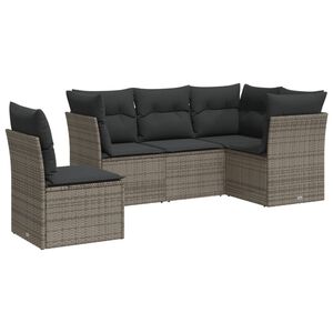 vidaXL 5 Piece Garden Sofa Set with Cushions Grey Poly Rattan