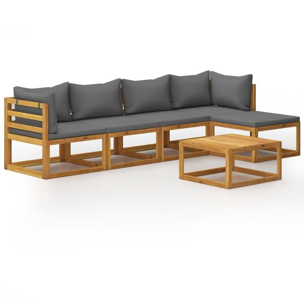 vidaXL 6 Piece Garden Lounge Set with Cushion Solid Acacia Wood