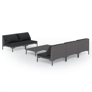 vidaXL Garden Lounge Set | Dark grey | Powder-coated steel | 6 Piece Set