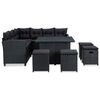 vidaXL 6 Piece Garden Lounge Set with Cushions Poly Rattan Black