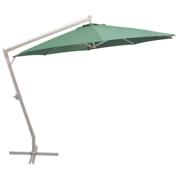 vidaXL Hanging Garden Parasol 350 cm Green Aluminium Pole