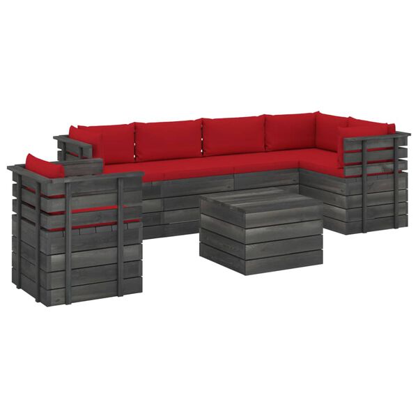 vidaXL 7 Piece Garden Pallet Lounge Set with Cushions Solid Pinewood