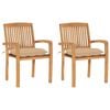 vidaXL Garden Chairs 2 pcs with Beige Cushions Solid Teak Wood