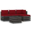 vidaXL 5 Piece Garden Lounge Set with Cushions Grey Impregnated Wood