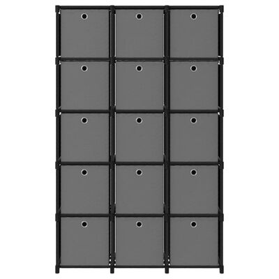 vidaXL 15-Cube Display Shelf with Boxes Black 103x30x175.5 cm Fabric