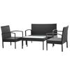 vidaXL 4 Piece Garden Lounge Set with Cushions Poly Rattan Black