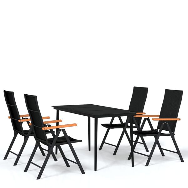 vidaXL 5 Piece Garden Dining Set Black
