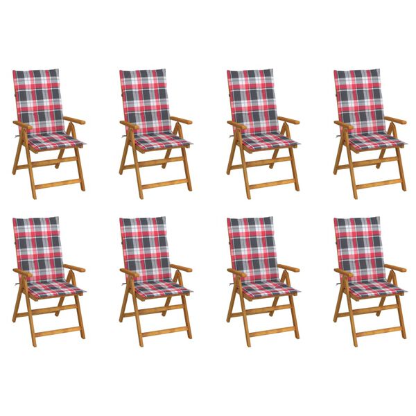 vidaXL Folding Garden Chairs with Cushions 8 pcs Solid Acacia Wood