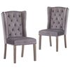 vidaXL Dining Chair | Set of 2 | Grey | Velvet, solid rubberwood