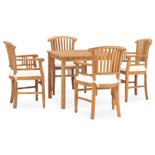 vidaXL 5 Piece Garden Dining Set with Cushions Solid Teak Wood