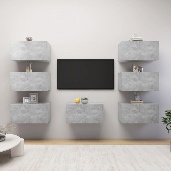 vidaXL TV Cabinets 7 pcs Concrete Grey 30.5x30x60 cm Engineered Wood