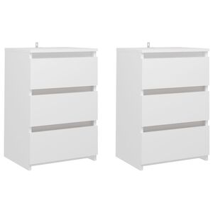 vidaXL Bed Cabinets 2 pcs White 40x35x62.5 cm Engineered Wood