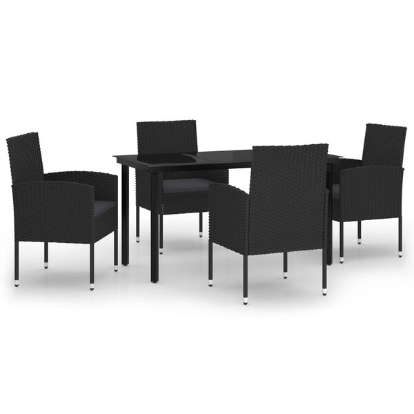 vidaXL 5 Piece Garden Dining Set Black