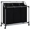 vidaXL Laundry Sorter with 3 Bags Black Steel