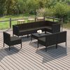 vidaXL 9 Piece Garden Lounge Set with Cushions Poly Rattan Black