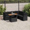 vidaXL 7 Piece Garden Sofa Set with Cushions Black Poly Rattan