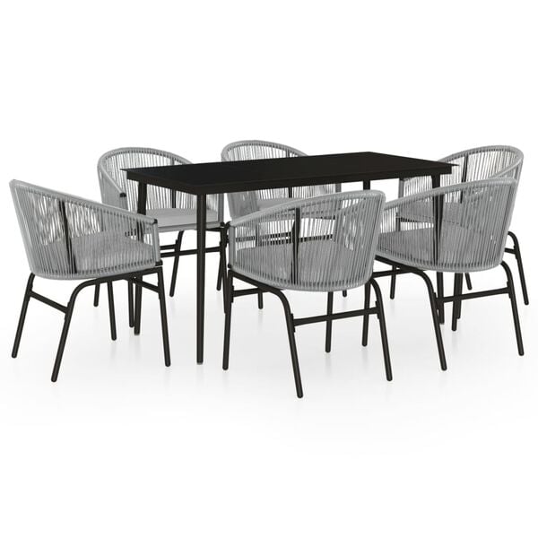 vidaXL 7 Piece Garden Dining Set Grey