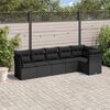 vidaXL 6 Piece Garden Sofa Set with Cushions Black Poly Rattan