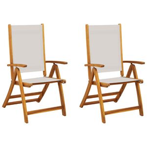vidaXL Folding Chairs 2 pcs Solid Wood Acacia and Textilene