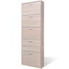 vidaXL Oak Look Wooden Shoe Cabinet with 5 Compartments