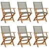 vidaXL Folding Garden Chairs 6 pcs Grey Poly Rattan and Solid Wood