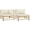 vidaXL 2 Piece Garden Lounge Set with Cream White Cushions Bamboo