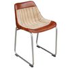 vidaXL Dining Chairs 2 pcs Brown and Beige Real Leather and Canvas