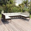 vidaXL 9 Piece Garden Lounge Set with Cushions Poly Rattan Brown
