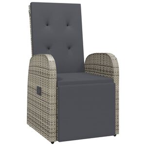 vidaXL Armchair | Grey | PE Rattan | Medium | Adjustable Footrests | Armchair