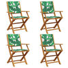 vidaXL Folding Chairs 4 pcs Green Fabric and Solid Wood