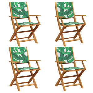 vidaXL Folding Chairs 4 pcs Green Fabric and Solid Wood