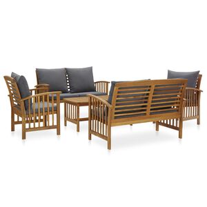 vidaXL 5 Piece Garden Lounge Set with Cushions Solid Acacia Wood (310258+310261+310264)