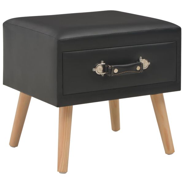 vidaXL Bedside Cabinet Black 40x35x40 cm Faux Leather