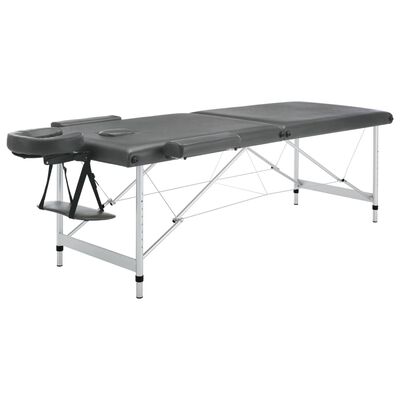 vidaXL Massage Table with 2 Zones Aluminium Frame Anthracite 186x68 cm