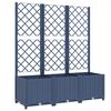 vidaXL Garden Planter with Trellis Blue Grey 120x40x136 cm PP
