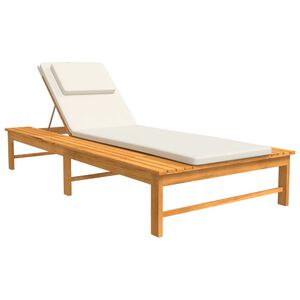 vidaXL Sun Lounger | Cream white | Solid acacia wood and polyester | Large