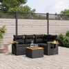 vidaXL 5 Piece Garden Sofa Set with Cushions Black Poly Rattan