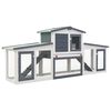 vidaXL Outdoor Large Rabbit Hutch Grey and White 201x45x85 cm Wood