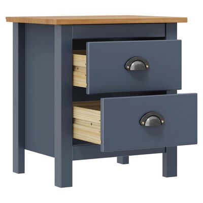 vidaXL Bedside Cabinet Hill Grey 46x35x49.5 cm Solid Pine Wood
